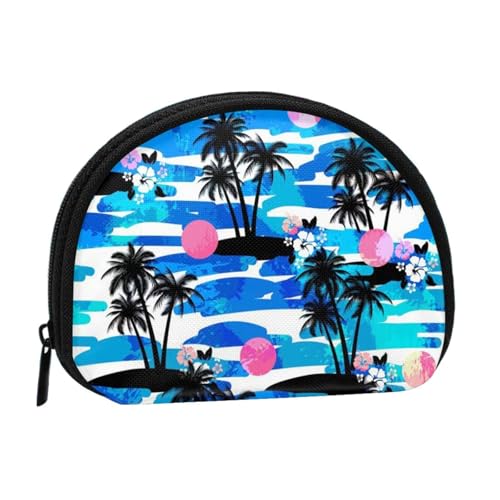 Tragbare Mini-Aufbewahrungstasche mit Palmen-Druck, Muschelform, kleine Münzgeldbörse, Muschel-Aufbewahrungstasche von ESNAIUVCD
