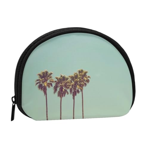 Tragbare Mini-Aufbewahrungstasche mit Palmen-Druck, Muschelform, kleine Münzgeldbörse, Muschel-Aufbewahrungstasche von ESNAIUVCD