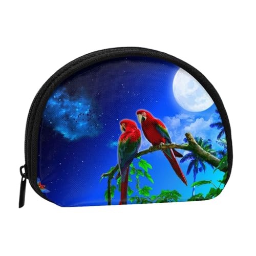 Tragbare Mini-Aufbewahrungstasche mit Papageien-Aufdruck, Muschelform, kleine Münzgeldbörse, Muschel-Aufbewahrungstasche von ESNAIUVCD