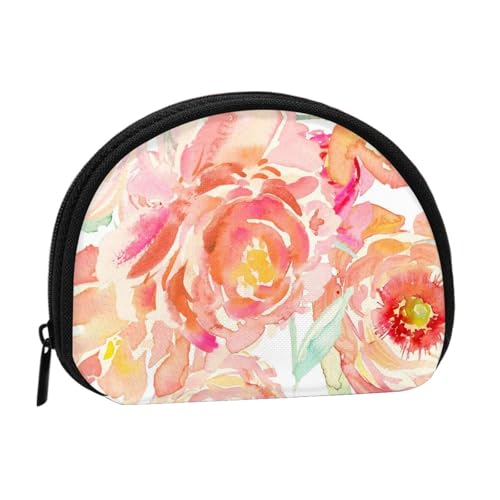 Tragbare Mini-Aufbewahrungstasche mit Pfingstrosen-Motiv, Muschelform, kleine Münzgeldbörse, Muschel-Aufbewahrungstasche von ESNAIUVCD