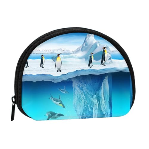 Tragbare Mini-Aufbewahrungstasche mit Pinguin-Druck, Muschelform, kleine Münzgeldbörse, Muschel-Aufbewahrungstasche von ESNAIUVCD