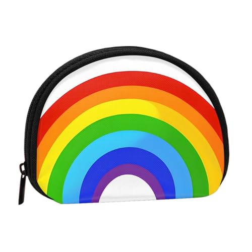 Tragbare Mini-Aufbewahrungstasche mit Regenbogen-Aufdruck, Muschelform, kleine Münzgeldbörse, Muschel-Aufbewahrungstasche von ESNAIUVCD