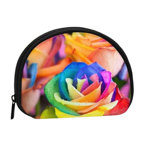 Tragbare Mini-Aufbewahrungstasche mit Rosen-Druck, Muschelform, kleine Münzgeldbörse, Muschel-Aufbewahrungstasche von ESNAIUVCD