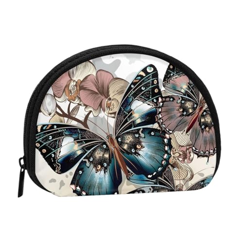 Tragbare Mini-Aufbewahrungstasche mit Schmetterlings-Blumendruck, Muschelform, kleine Münzgeldbörse, Muschel-Aufbewahrungstasche von ESNAIUVCD