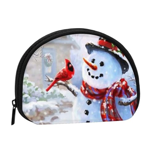 Tragbare Mini-Aufbewahrungstasche mit Schneemann-Motiv und Vögeln in Muschelform, kleine Münzgeldbörse, Aufbewahrungstasche von ESNAIUVCD