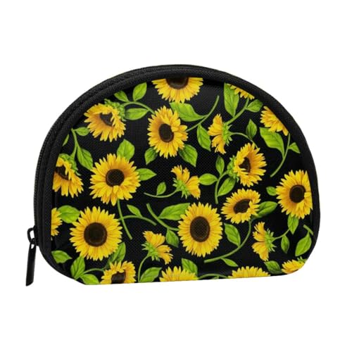 Tragbare Mini-Aufbewahrungstasche mit Sonnenblumen-Druck, Muschelform, kleine Münzgeldbörse, Muschel-Aufbewahrungstasche von ESNAIUVCD