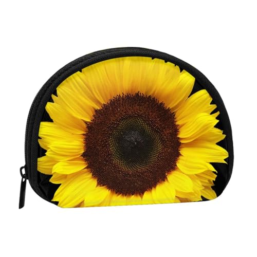 Tragbare Mini-Aufbewahrungstasche mit Sonnenblumen-Hintergrund, Muschelform, kleine Münzgeldbörse, Muschel-Aufbewahrungstasche von ESNAIUVCD