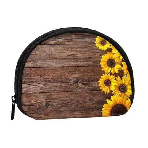 Tragbare Mini-Aufbewahrungstasche mit Sonnenblumen-Motiv, Muschelform, kleine Münzgeldbörse, Muschel-Aufbewahrungstasche von ESNAIUVCD