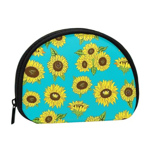 Tragbare Mini-Aufbewahrungstasche mit Sonnenblumen-Muster, Muschelform, kleine Münzgeldbörse, Muschel-Aufbewahrungstasche von ESNAIUVCD