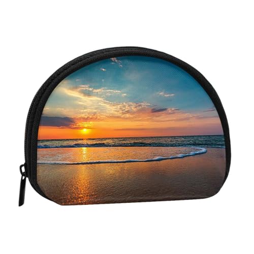 Tragbare Mini-Aufbewahrungstasche mit Sonnenuntergang-Druck, Muschelform, kleine Münzgeldbörse, Muschel-Aufbewahrungstasche von ESNAIUVCD