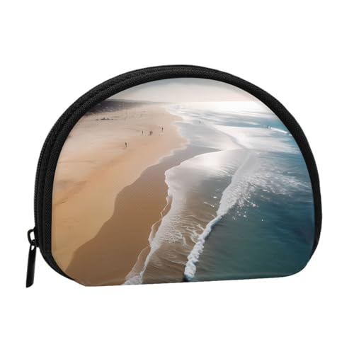 Tragbare Mini-Aufbewahrungstasche mit Strand-Druck, Muschelform, kleine Münzgeldbörse, Muschel-Aufbewahrungstasche von ESNAIUVCD