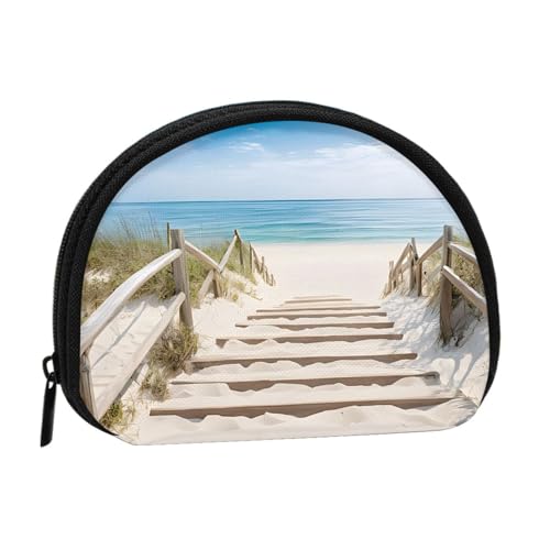 Tragbare Mini-Aufbewahrungstasche mit Strandlandschaft, Muschelform, kleine Münzgeldbörse, Muschel-Aufbewahrungstasche von ESNAIUVCD