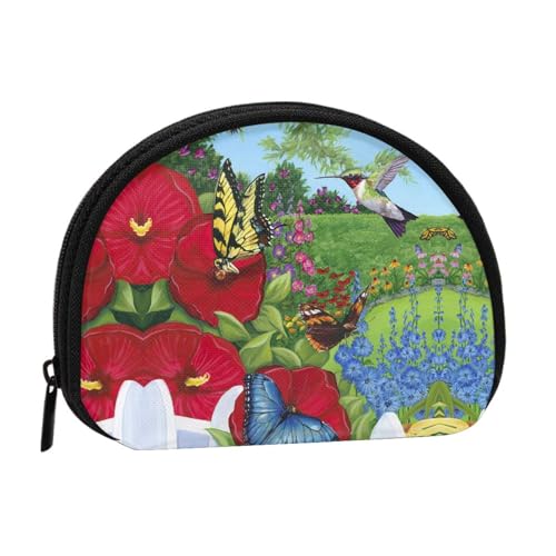 Tragbare Mini-Aufbewahrungstasche mit Vogel-Schmetterling-Blumendruck, Muschelform, kleine Münzgeldbörse, Muschel-Aufbewahrungstasche von ESNAIUVCD