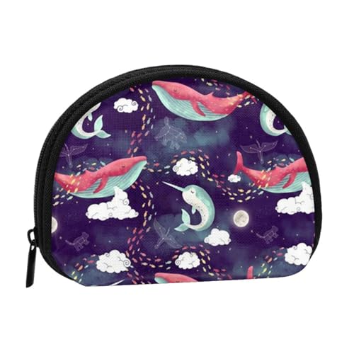 Tragbare Mini-Aufbewahrungstasche mit Wal-Druck, Muschelform, kleine Münzgeldbörse, Muschel-Aufbewahrungstasche von ESNAIUVCD