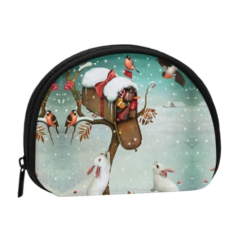 Tragbare Mini-Aufbewahrungstasche mit Weihnachts-Hasen-Motiv, Muschelform, kleine Münzgeldbörse, Muschel-Aufbewahrungstasche von ESNAIUVCD