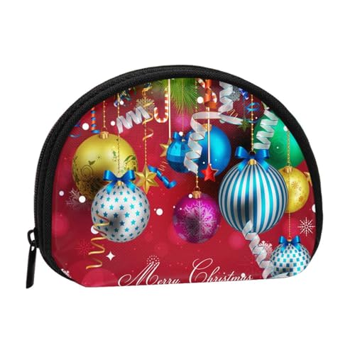 Tragbare Mini-Aufbewahrungstasche mit Weihnachtsball-Aufdruck, Muschelform, kleine Münzgeldbörse, Muschel-Aufbewahrungstasche von ESNAIUVCD