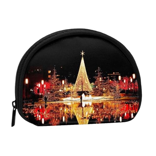Tragbare Mini-Aufbewahrungstasche mit Weihnachtsbaum-Aufdruck, Muschelform, kleine Münzgeldbörse, Muschel-Aufbewahrungstasche von ESNAIUVCD