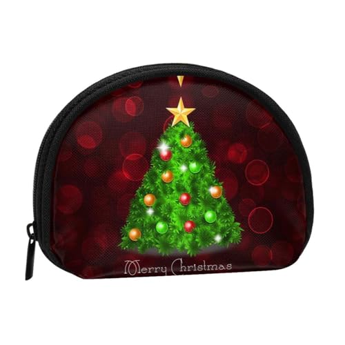 Tragbare Mini-Aufbewahrungstasche mit Weihnachtsbaum-Druck, Muschelform, kleine Münzgeldbörse, Muschel-Aufbewahrungstasche von ESNAIUVCD