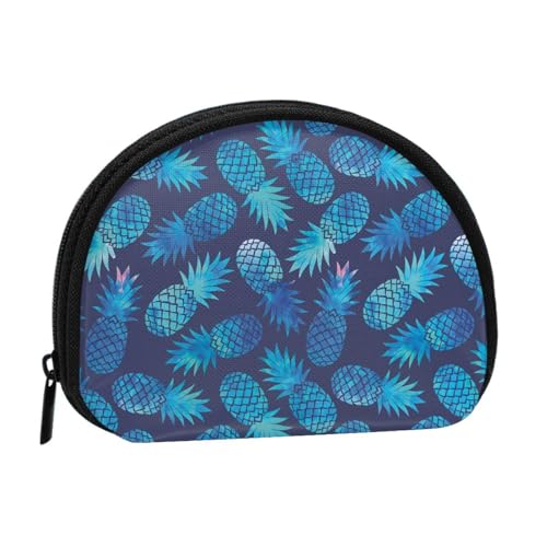 Tragbare Mini-Aufbewahrungstasche mit blauem Ananas-Druck, Muschelform, kleine Münzgeldbörse, Muschel-Aufbewahrungstasche von ESNAIUVCD