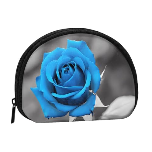Tragbare Mini-Aufbewahrungstasche mit blauem Rosen-Druck, Muschelform, kleine Münzgeldbörse, Muschel-Aufbewahrungstasche von ESNAIUVCD