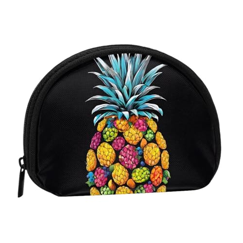 Tragbare Mini-Aufbewahrungstasche mit buntem Ananas-Druck, Muschelform, kleine Münzgeldbörse, Muschel-Aufbewahrungstasche von ESNAIUVCD