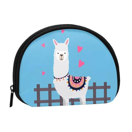 Tragbare Mini-Aufbewahrungstasche mit niedlichem Alpakas-Druck, Muschelform, kleine Münzgeldbörse, Muschel-Aufbewahrungstasche von ESNAIUVCD