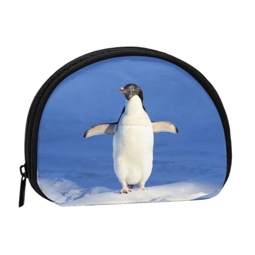 Tragbare Mini-Aufbewahrungstasche mit niedlichem Pinguin-Druck, Muschelform, kleine Münzgeldbörse, Muschel-Aufbewahrungstasche von ESNAIUVCD