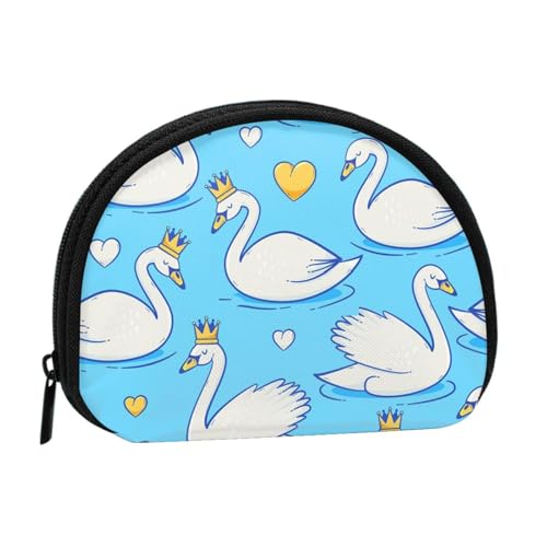 Tragbare Mini-Aufbewahrungstasche mit niedlichem Schwanen-Druck, Muschelform, kleine Münzgeldbörse, Muschel-Aufbewahrungstasche von ESNAIUVCD