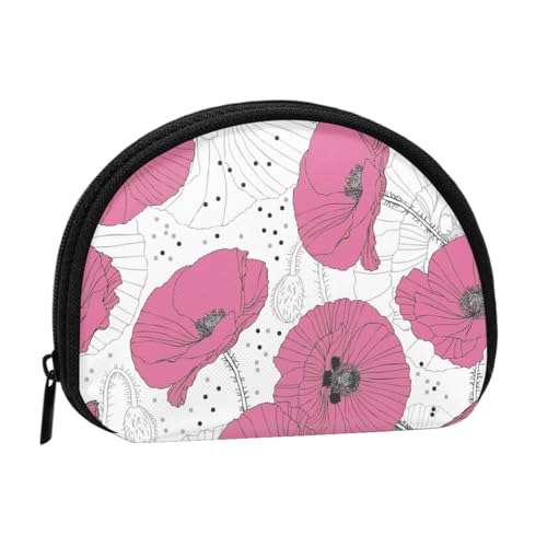 Tragbare Mini-Aufbewahrungstasche mit rosa Blumendruck, Muschelform, kleine Münzgeldbörse, Muschel-Aufbewahrungstasche von ESNAIUVCD