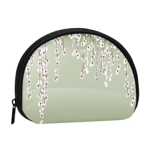 Tragbare Mini-Aufbewahrungstasche mit rotem Karpfen- und Kirschblumen-Aufdruck, Muschelform, kleine Münzgeldbörse, Muschel-Aufbewahrungstasche von ESNAIUVCD
