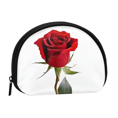 Tragbare Mini-Aufbewahrungstasche mit rotem Rosen-Druck, Muschelform, kleine Münzgeldbörse, Muschel-Aufbewahrungstasche von ESNAIUVCD