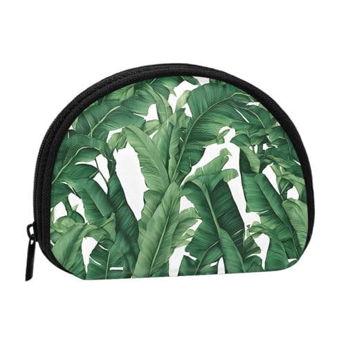 Tragbare Mini-Aufbewahrungstasche mit tropischem Bananen-Palmblatt-Druck, Muschelform, kleine Münzgeldbörse, Muschel-Aufbewahrungstasche von ESNAIUVCD