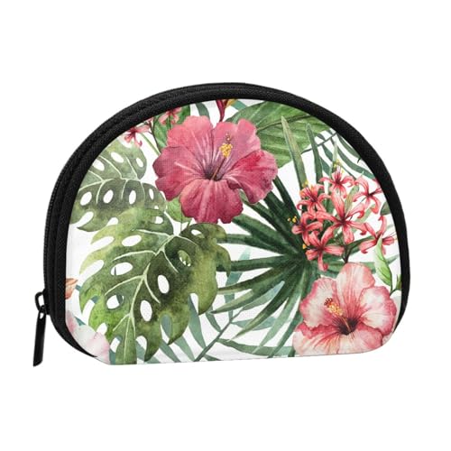 Tragbare Mini-Aufbewahrungstasche mit tropischen Blättern, Muschelform, kleine Münzgeldbörse, Muschel-Aufbewahrungstasche von ESNAIUVCD