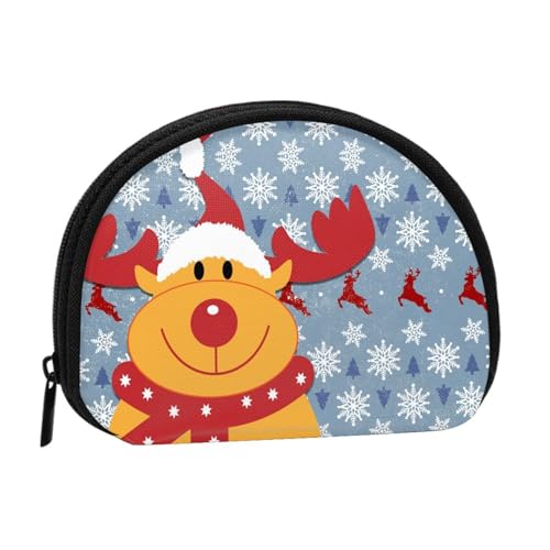 Tragbare Mini-Aufbewahrungstasche mit weihnachtlichem Hirsch-Druck, Muschelform, kleine Münzgeldbörse, Muschel-Aufbewahrungstasche von ESNAIUVCD