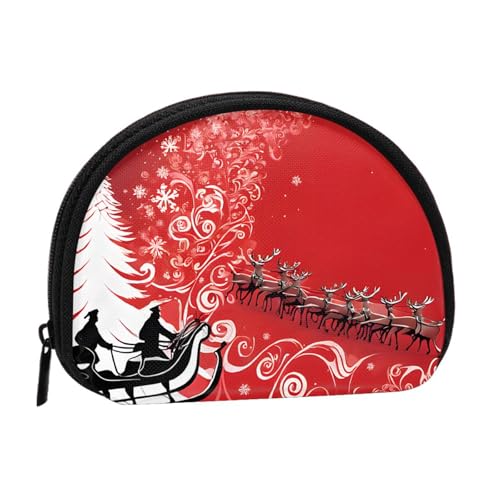 Tragbare Mini-Aufbewahrungstasche mit weihnachtlichem Magie-Druck, Muschelform, kleine Münzgeldbörse, Muschel-Aufbewahrungstasche von ESNAIUVCD