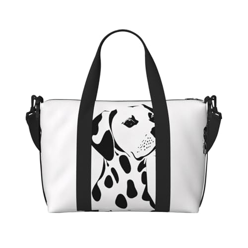 Turnbeutel für Damen, Dalmatiner-Druck, Wochenendtasche, Übernachtungstasche, persönliche Gegenstände, Schultertasche für Damen und Herren, Einheitsgröße, Schwarz , Einheitsgröße von ESNAIUVCD