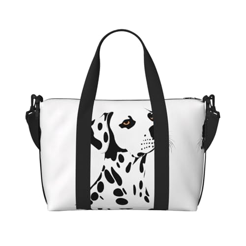 Turnbeutel für Damen, Dalmatiner-Druck, Wochenendtasche, Übernachtungstasche, persönliche Gegenstände, Schultertasche für Damen und Herren, Einheitsgröße, Schwarz , Einheitsgröße von ESNAIUVCD
