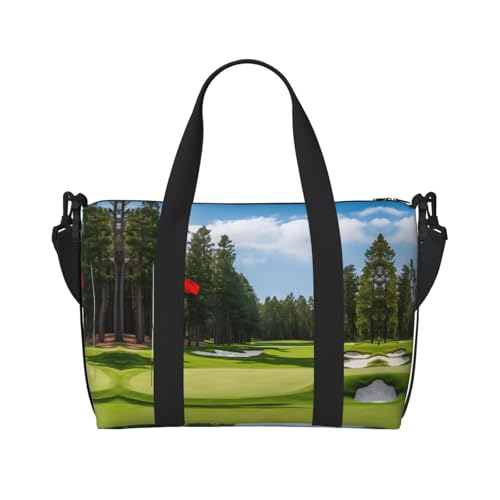 Turnbeutel für Damen, Golfplatz, Rasendruck, Wochenendtasche, Übernachtungstasche, persönliche Gegenstände, Schultertasche für Damen und Herren, Einheitsgröße, Schwarz , Einheitsgröße von ESNAIUVCD