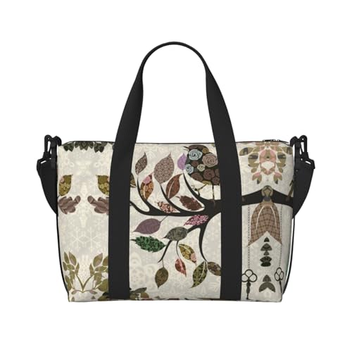 Turnbeutel für Damen, Motiv: Vögel auf Ästen, Wochenendtasche, Übernachtungstasche, persönliche Gegenstände, Schultertasche für Damen und Herren, Einheitsgröße, Schwarz , Einheitsgröße von ESNAIUVCD