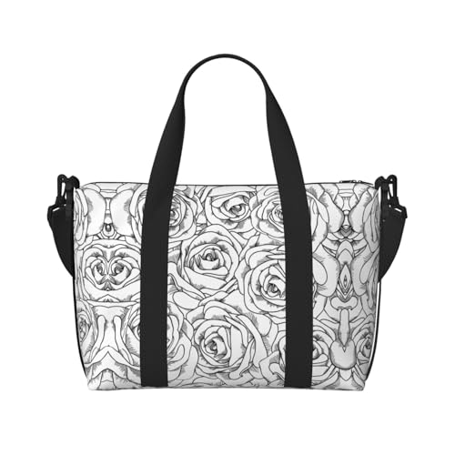 Turnbeutel für Damen, Wochenendtasche, Übernachtungstasche, Schultertasche für Damen und Herren, Einheitsgröße, Schwarz , Einheitsgröße von ESNAIUVCD