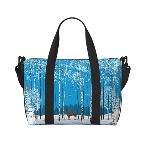 Turnbeutel mit Aufschrift "Merry Christmas", Motiv: Birkenbaum, für Damen, Wochenende, Übernachtungstasche, persönliche Gegenstände, Schultertasche für Damen und Herren, Einheitsgröße, Schwarz , von ESNAIUVCD