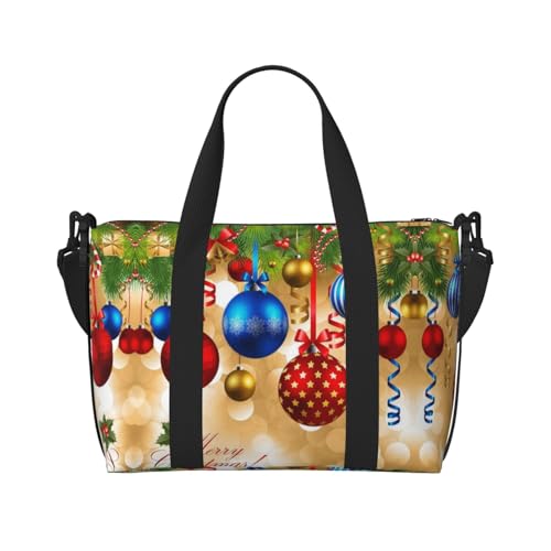 Turnbeutel mit Aufschrift "Merry Christmas" für Damen, Wochenendtasche, Übernachtungstasche, persönliche Gegenstände, Schultertasche für Damen und Herren, Einheitsgröße, Schwarz , Einheitsgröße von ESNAIUVCD