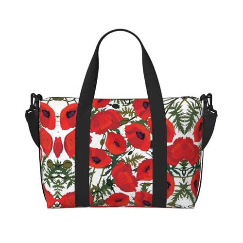 Turnbeutel mit Blumenmuster, für Damen, Wochenendtasche, Übernachtungstasche, persönliche Gegenstände, Schultertasche für Damen und Herren, Einheitsgröße, Schwarz , Einheitsgröße von ESNAIUVCD