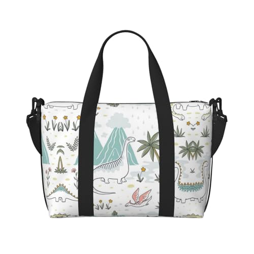 Turnbeutel mit Dinosaurier-Motiv, für Damen, Wochenendtasche, Übernachtungstasche, persönliche Gegenstände, Schultertasche für Damen und Herren, Einheitsgröße, Schwarz , Einheitsgröße von ESNAIUVCD