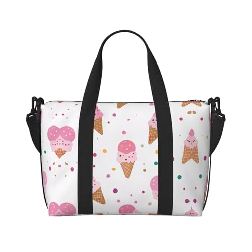 Turnbeutel mit Eistüten bedruckt, für Damen, Wochenendtasche, Übernachtungstasche, persönliche Gegenstände, Schultertasche für Damen und Herren, Einheitsgröße, Schwarz , Einheitsgröße von ESNAIUVCD