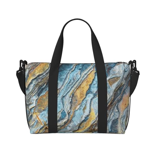 Turnbeutel mit Steintextur-Aufdruck für Damen, Wochenendtasche, Übernachtungstasche, persönliche Gegenstände, Schultertasche für Damen und Herren, Einheitsgröße, Schwarz , Einheitsgröße von ESNAIUVCD