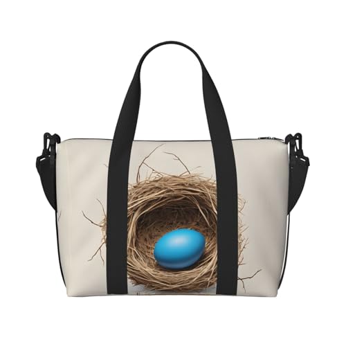 Turnbeutel mit Vogelnest-Aufdruck für Damen, Wochenendtasche, Übernachtungstasche, persönliche Gegenstände, Schultertasche für Damen und Herren, Einheitsgröße, Schwarz , Einheitsgröße von ESNAIUVCD