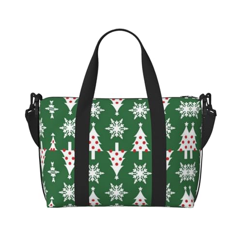 Turnbeutel mit Weihnachtsbaum-Muster, für Damen, Wochenendtasche, Übernachtungstasche, persönliche Gegenstände, Schultertasche für Damen und Herren, Einheitsgröße, Schwarz , Einheitsgröße von ESNAIUVCD