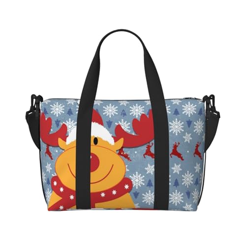Turnbeutel mit Weihnachtsmotiv für Damen, Wochenendtasche, Übernachtungstasche, persönliche Gegenstände, Schultertasche für Damen und Herren, Einheitsgröße, Schwarz , Einheitsgröße von ESNAIUVCD