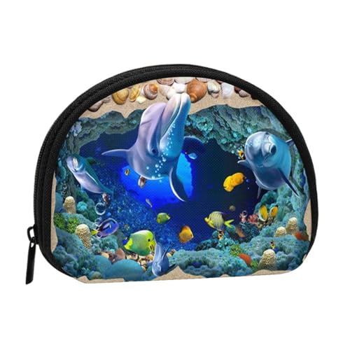 Underwater World Blue Marine Life Print Portable Mini Storage Bag Shell Shaped Wallet Small Coin Wallet Shell Storage Bag von ESNAIUVCD